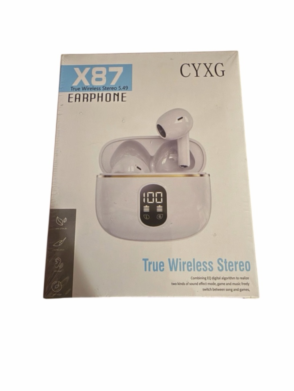 NWT CYXG X87 True Wireless Stereo Earbuds - White LED Display Bluetooth 5.49